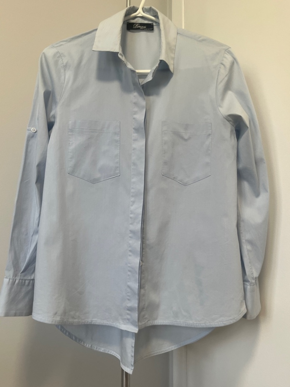 Peruzzi Italy Light Blue Blouse Size 36 Roll-Sleeve Shirt